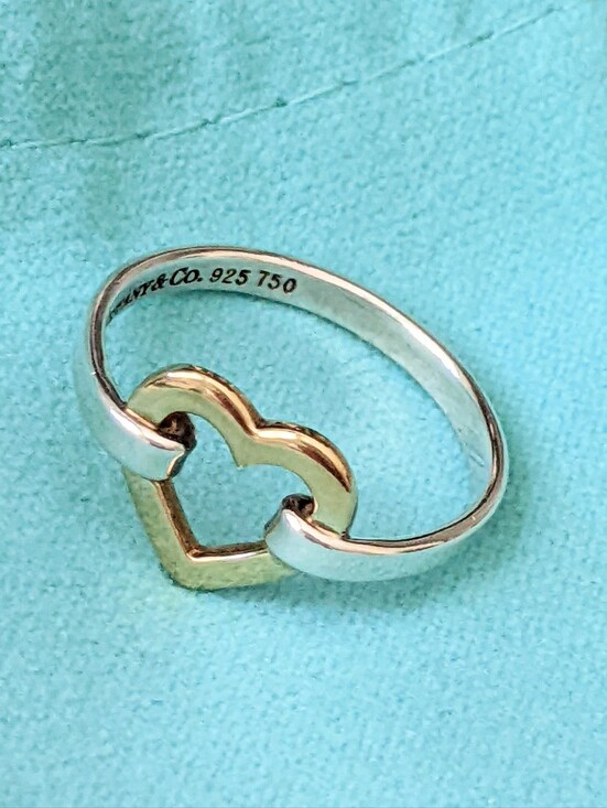 Tiffany & Co. Jewelry - TIFFANY & CO. STERLING SILVER AND 18K YELLOW GOLD OPEN HEART RING